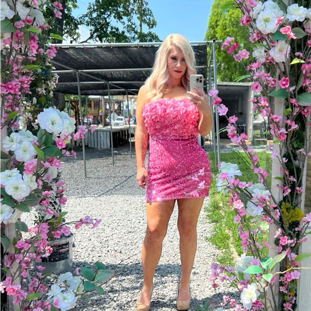 Pink Formal dress with roses